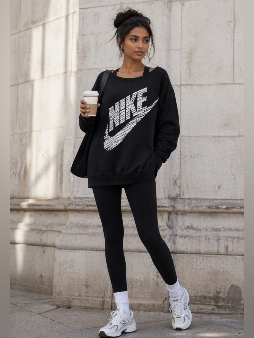 Nike Sweatshirt Black Graphic Logo Crewneck Pullover Athleisure Streetwear